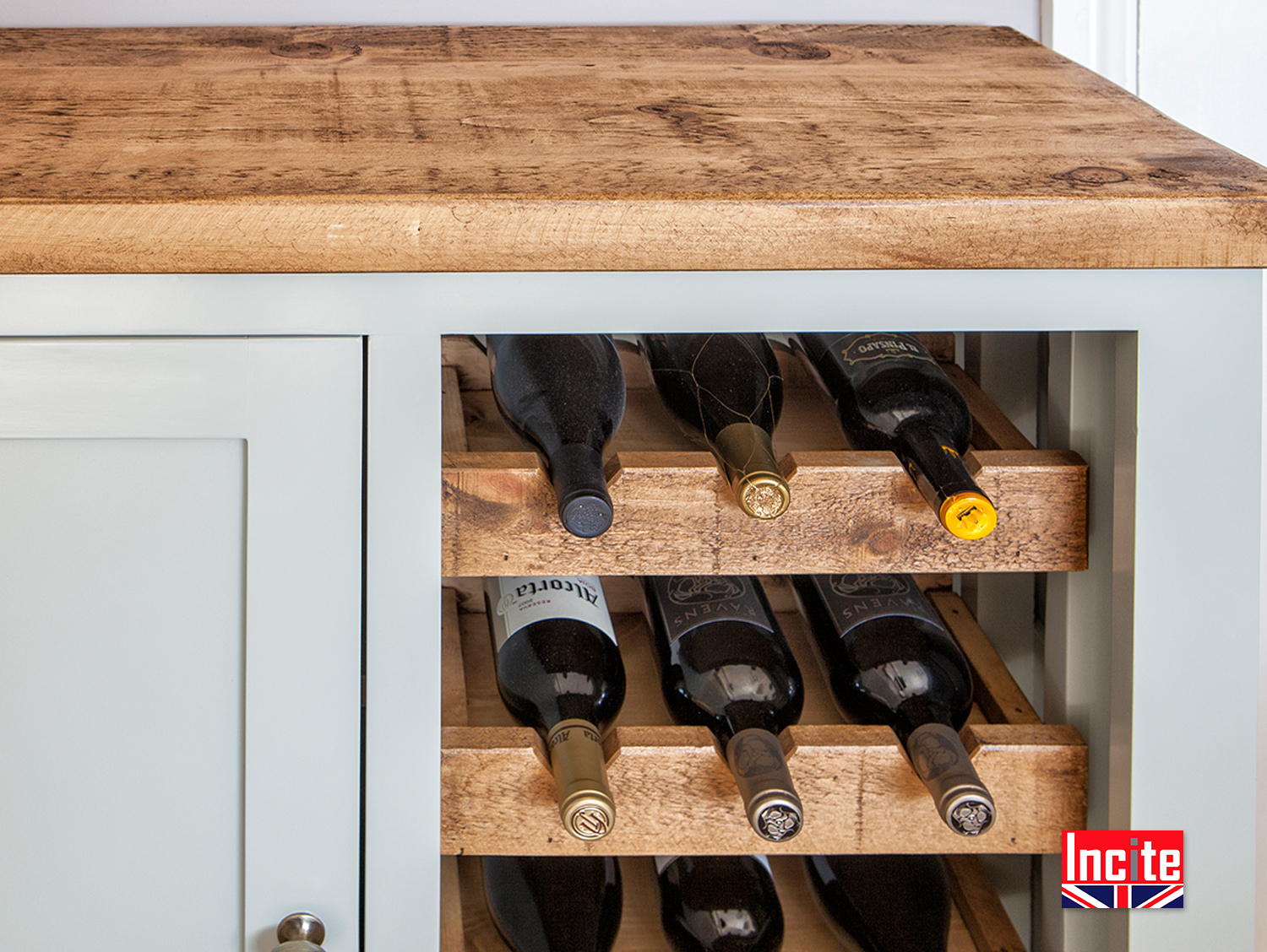 Handmade Painted and Rustic Pine Wine Rack Incite Derby